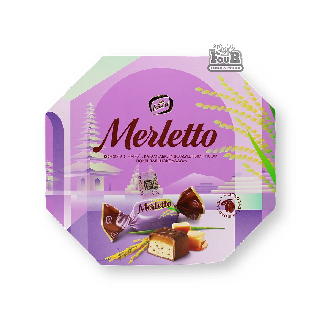 Candy "Konti Merletto" with nougat, caramel and airy rice, covered with chocolate 150g